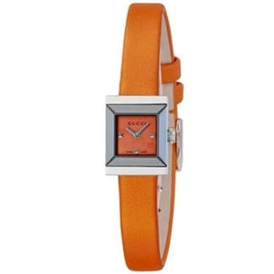 Buy Shop Gucci G-Frame Square Mother of Pearl Orange Dial Orange Leather Strap Watch For Women - YA128532 USA Online