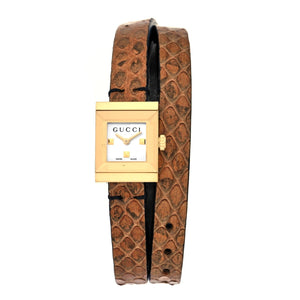 Buy Shop Gucci G Frame White Dial Brown Leather Strap Watch For Women - YA128523 USA Online