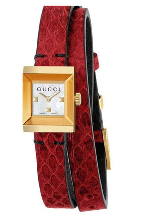 Buy Shop Gucci G Frame White Dial Red Leather Strap Watch For Women - YA128524 USA Online
