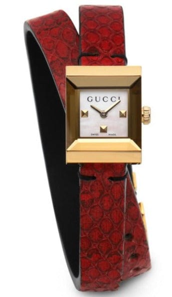 Buy Shop Gucci G Frame White Dial Red Leather Strap Watch For Women - YA128524 USA Online