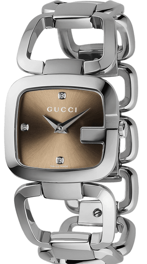 Gucci G Gucci Brown Dial Silver Steel Strap Watch For Women - YA125401