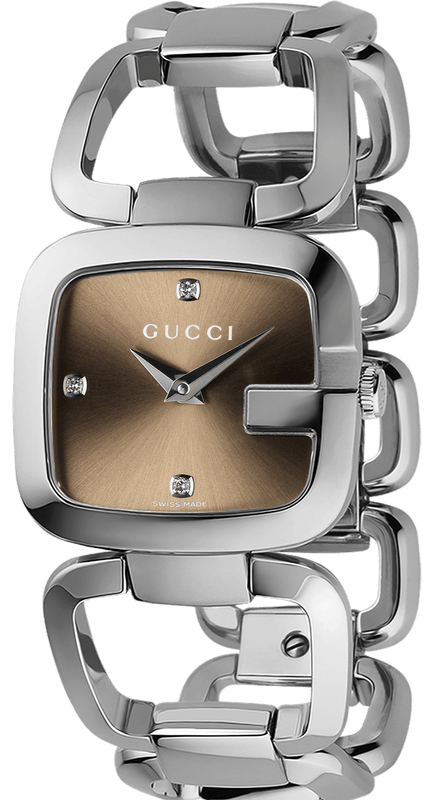 Gucci G Gucci Brown Dial Silver Steel Strap Watch For Women - YA125401