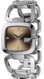 Gucci G Gucci Brown Dial Silver Steel Strap Watch For Women - YA125401