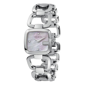 Buy Shop Gucci G Gucci Diamonds Mother of Pearl Dial Silver Steel Strap Watch For Women - YA125502 USA Online