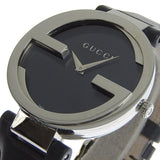 Buy Shop Gucci G Interlocking Black Dial Black Leather Strap Watch For Women - YA133301 USA Online