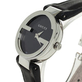 Buy Shop Gucci G Interlocking Black Dial Black Leather Strap Watch For Women - YA133301 USA Online