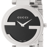 Buy Shop Gucci G Interlocking Black Dial Black Leather Strap Watch For Women - YA133301 USA Online