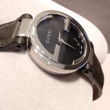 Buy Shop Gucci G Interlocking Black Dial Black Leather Strap Watch For Women - YA133501 USA Online
