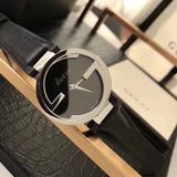 Buy Shop Gucci G Interlocking Black Dial Black Leather Strap Watch For Women - YA133501 USA Online