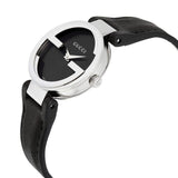 Buy Shop Gucci G Interlocking Black Dial Black Leather Strap Watch For Women - YA133501 USA Online