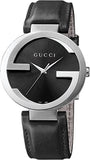 Buy Shop Gucci G Interlocking Black Dial Black Leather Strap Watch For Women - YA133501 USA Online