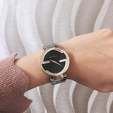 Buy Shop Gucci G Interlocking Black Dial Silver Steel Strap Watch For Women - YA133307 USA Online