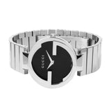 Buy Shop Gucci G Interlocking Black Dial Silver Steel Strap Watch For Women - YA133307 USA Online