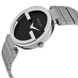Buy Shop Gucci G Interlocking Black Dial Silver Steel Strap Watch For Women - YA133307 USA Online