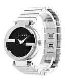 Buy Shop Gucci G Interlocking Black Dial Silver Steel Strap Watch For Women - YA133307 USA Online