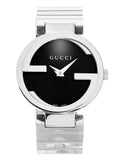 Buy Shop Gucci G Interlocking Black Dial Silver Steel Strap Watch For Women - YA133307 USA Online
