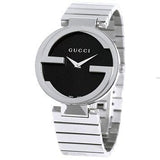 Buy Shop Gucci G Interlocking Black Dial Silver Steel Strap Watch For Women - YA133307 USA Online