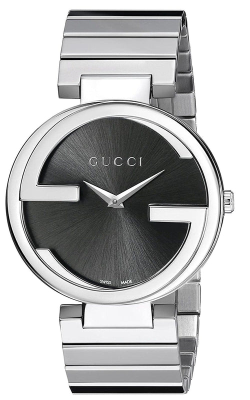 Buy Shop Gucci G Interlocking Black Dial Silver Steel Strap Watch For Women - YA133307 USA Online