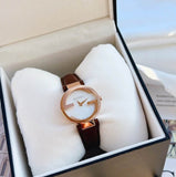 Buy Shop Gucci G Interlocking Mother of Pearl Dial Brown Leather Strap Watch For Women - YA133516 USA Online