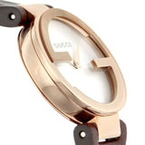 Buy Shop Gucci G Interlocking Mother of Pearl Dial Brown Leather Strap Watch For Women - YA133516 USA Online