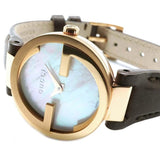 Buy Shop Gucci G Interlocking Mother of Pearl Dial Brown Leather Strap Watch For Women - YA133516 USA Online