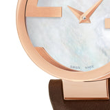 Buy Shop Gucci G Interlocking Mother of Pearl Dial Brown Leather Strap Watch For Women - YA133516 USA Online