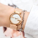 Buy Shop Gucci G Interlocking Mother of Pearl Dial Rose Gold Steel Strap Watch For Women - YA133515 USA Online