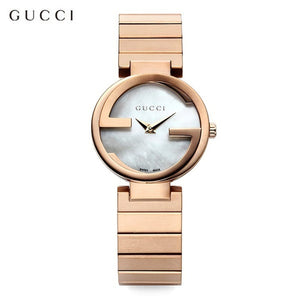 Buy Shop Gucci G Interlocking Mother of Pearl Dial Rose Gold Steel Strap Watch For Women - YA133515 USA Online