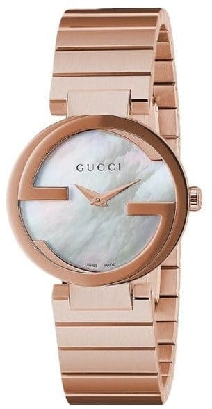 Buy Shop Gucci G Interlocking Mother of Pearl Dial Rose Gold Steel Strap Watch For Women - YA133515 USA Online