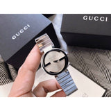 Buy Shop Gucci G Interlocking Silver Dial Silver Steel Strap Watch For Women - YA133503 USA Online