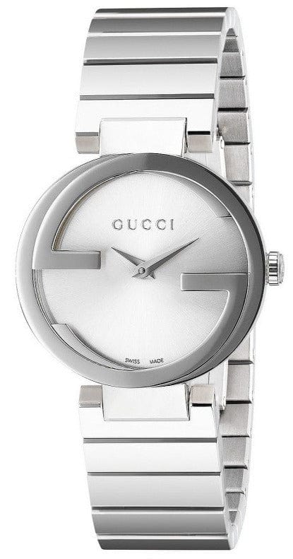 Buy Shop Gucci G Interlocking Silver Dial Silver Steel Strap Watch For Women - YA133503 USA Online