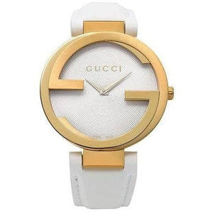 Buy Shop Gucci G Interlocking White Dial White Leather Strap Watch For Women - YA133327 USA Online