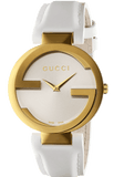 Gucci G Interlocking White Dial White Leather Strap Watch For Women - YA133327