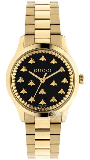 Buy Shop Gucci G Timeless 18K Gold Black Dial Gold Steel Strap Watch for Women - YA1265037 USA Online