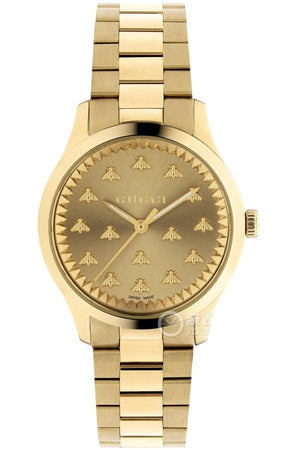 Buy Shop Gucci G Timeless 18K Gold Dial Gold Steel Strap Watch for Women - YA1265036 USA Online