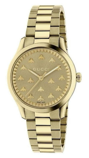 Buy Shop Gucci G Timeless 18K Gold Dial Gold Steel Strap Watch for Women - YA1265036 USA Online
