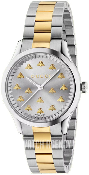 Buy Shop Gucci G Timeless 18K Gold Silver Dial Two Tone Steel Strap Watch for Women - YA1265032 USA Online