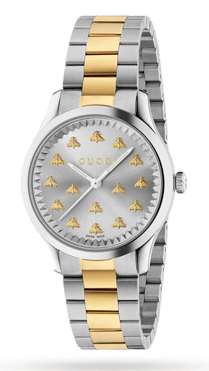 Buy Shop Gucci G Timeless 18K Gold Silver Dial Two Tone Steel Strap Watch for Women - YA1265032 USA Online