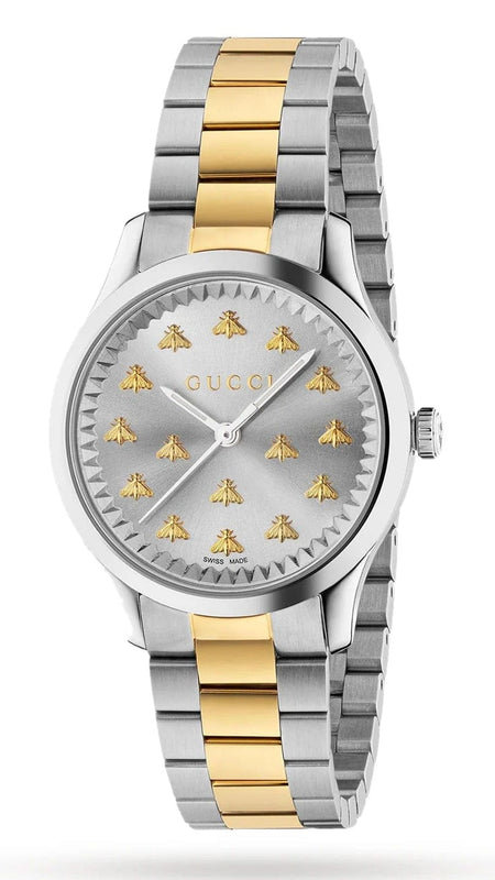 Buy Shop Gucci G Timeless 18K Gold Silver Dial Two Tone Steel Strap Watch for Women - YA1265032 USA Online