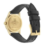 Gucci G Timeless Quartz Black Dial Black Leather Strap Watch For Women - YA126581A