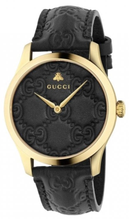 Buy Shop Gucci G Timeless Quartz Black Dial Black Leather Strap Watch For Women - YA1264034A USA Online