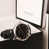 Buy Shop Gucci G Timeless Automatic Black Dial Black Leather Strap Watch For Women - YA126469 USA Online