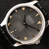 Buy Shop Gucci G Timeless Automatic Black Dial Black Leather Strap Watch For Women - YA126469 USA Online