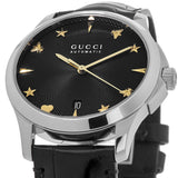 Buy Shop Gucci G Timeless Automatic Black Dial Black Leather Strap Watch For Women - YA126469 USA Online