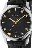 Buy Shop Gucci G Timeless Automatic Black Dial Black Leather Strap Watch For Women - YA126469 USA Online