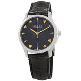 Buy Shop Gucci G Timeless Automatic Black Dial Black Leather Strap Watch For Women - YA126469 USA Online