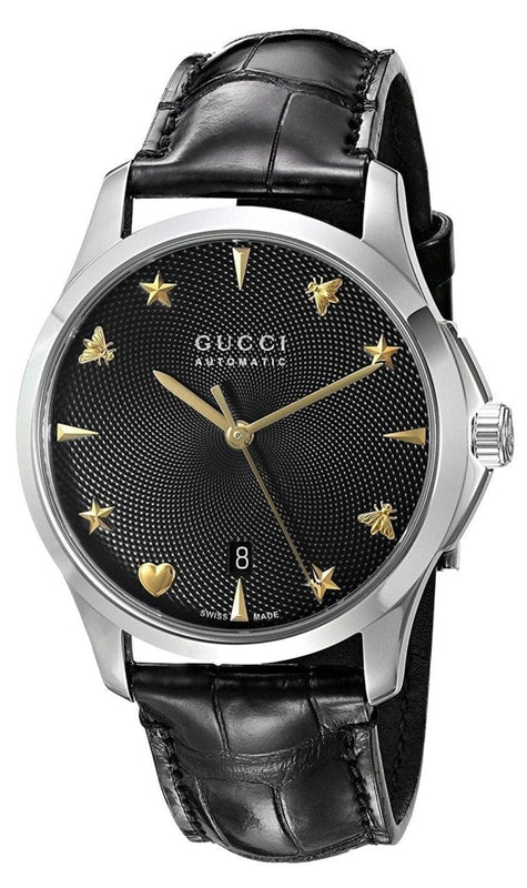 Buy Shop Gucci G Timeless Automatic Black Dial Black Leather Strap Watch For Women - YA126469 USA Online
