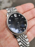 Buy Shop Gucci G Timeless Automatic Black Dial Silver Steel Strap Watch For Men - YA126353 USA Online