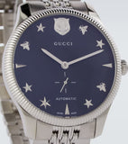 Buy Shop Gucci G Timeless Automatic Black Dial Silver Steel Strap Watch For Men - YA126353 USA Online