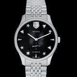 Buy Shop Gucci G Timeless Automatic Black Dial Silver Steel Strap Watch For Men - YA126353 USA Online